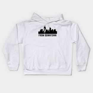 From downtown- a basketball shooting design Kids Hoodie